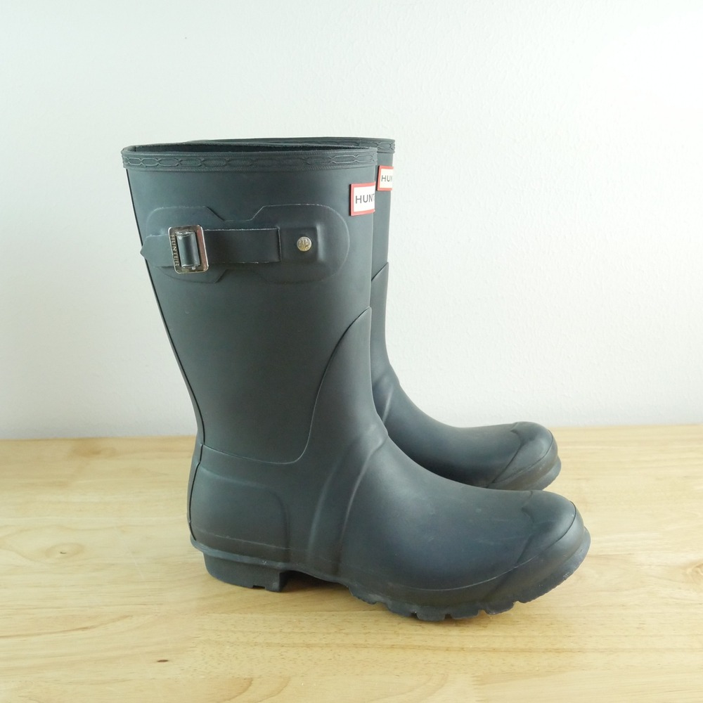 Hunter Original Short Rain Boots Navy Blue Matte Waterproof Utility Farm US 9